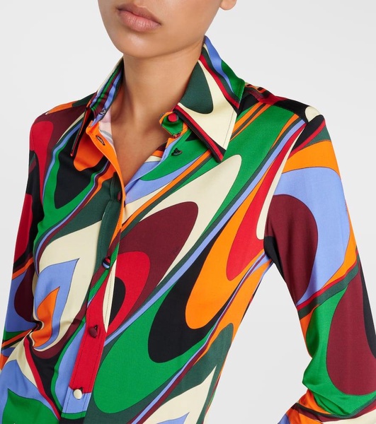 One-print satin shirt