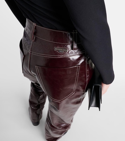 Ombré high-rise leather straight pants