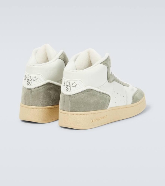 SL/80 high-top leather and suede sneakers