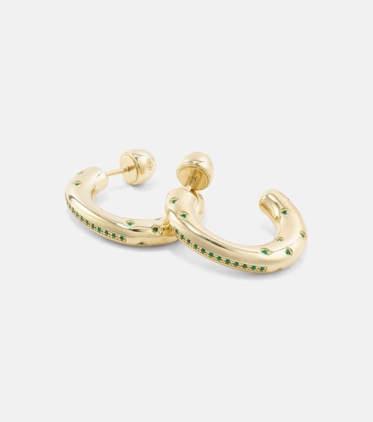 Peggy 14kt gold hoop earrings with emeralds 