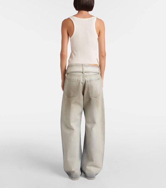 Low-rise coated denim wide-leg pants