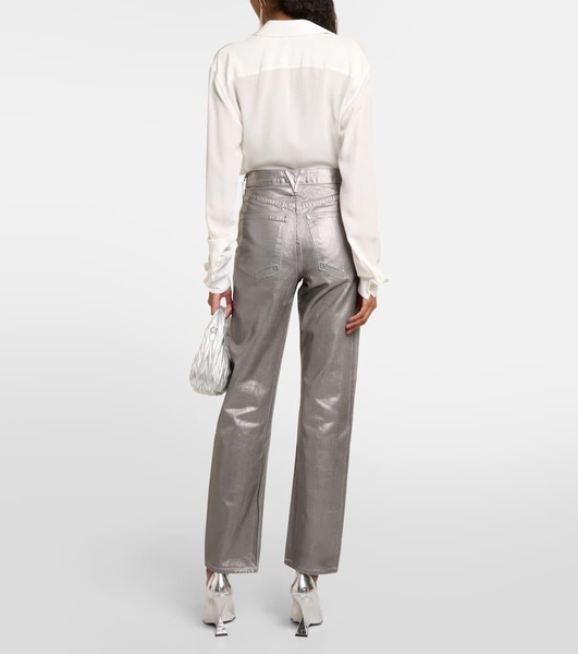 Daniela metallic high-rise straight jeans