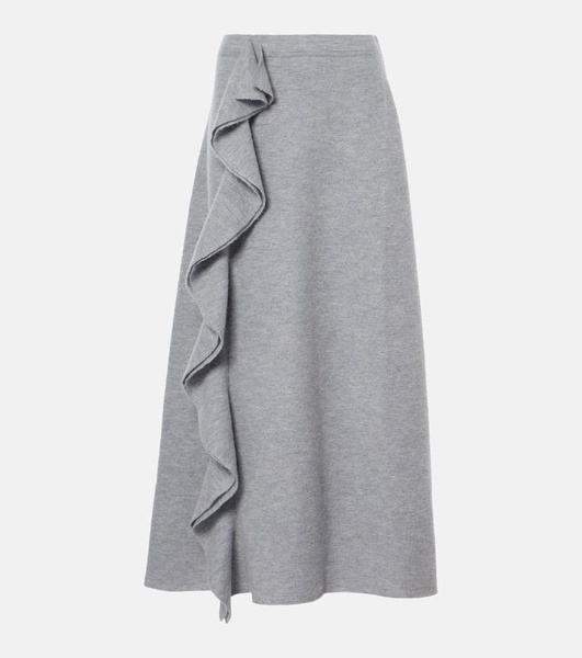 Mireya ruffled wool felt maxi skirt