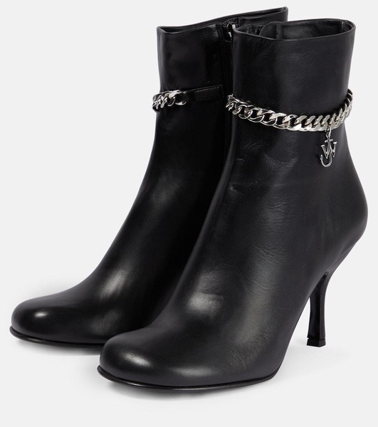 Embellished leather ankle boots