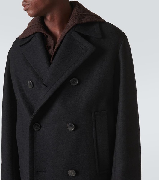 Double-breasted wool-blend coat