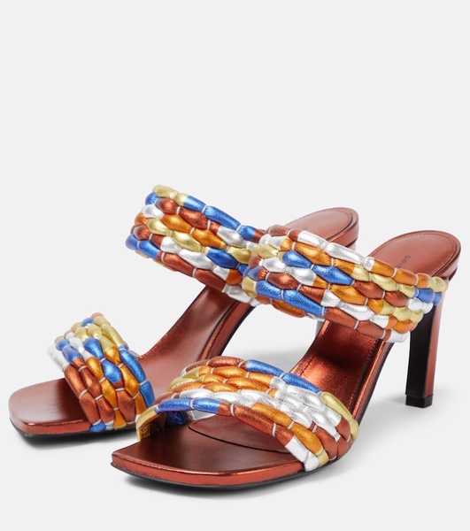 Printed leather mules