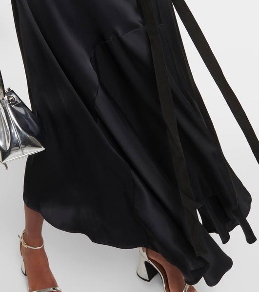 Asymmetric pleated midi dress