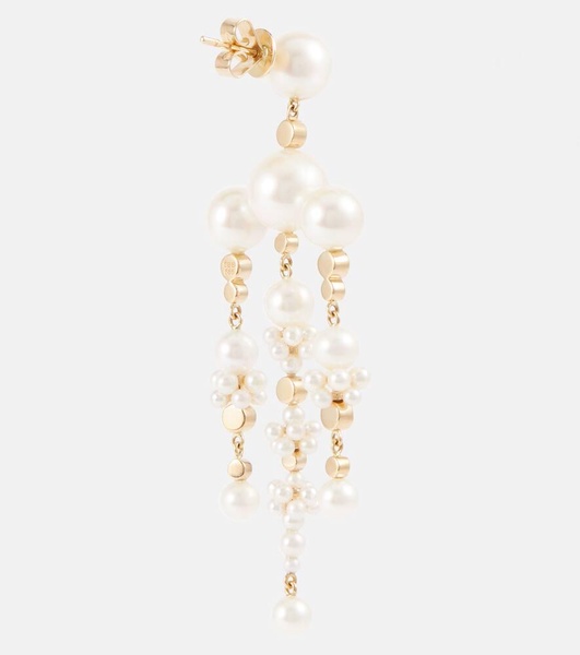 Jardin de Rêve 14kt gold earrings with diamonds and pearls