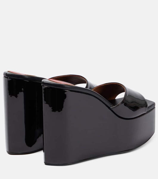 Patent leather platform wedge mules