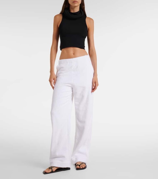 Low-rise cotton terry straight pants