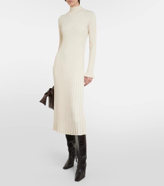 Carmen ribbed-knit high-neck midi dress