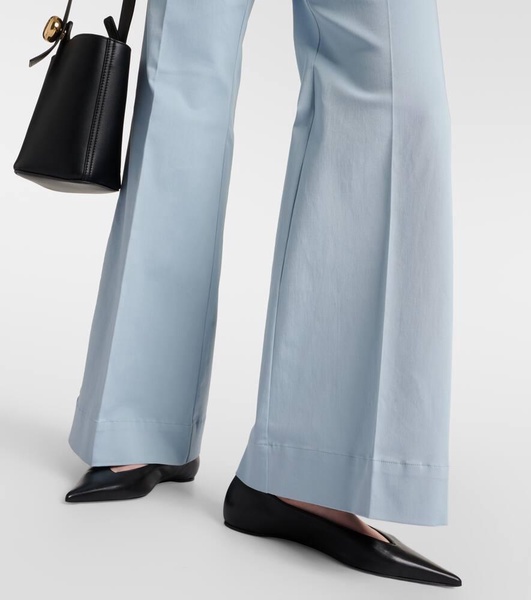 High-rise cotton-blend flared pants