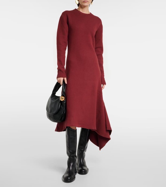 Asymmetric wool midi dress