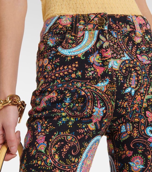 Paisley high-rise flared jeans