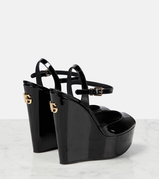 Patent leather wedge sandals