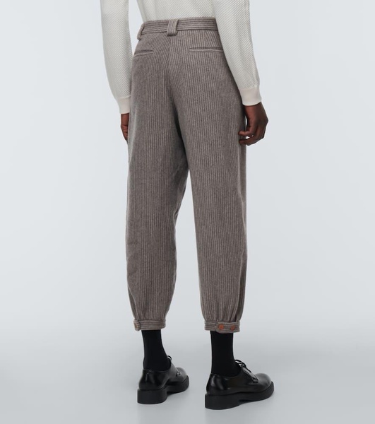 Pinstripe cashmere and wool pants