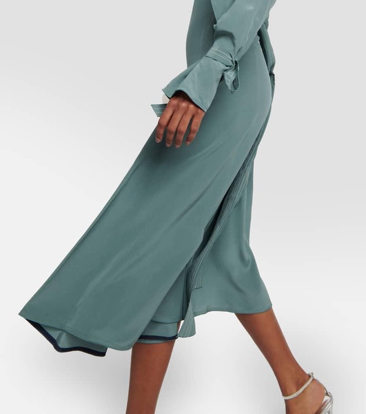 Trench cutout silk midi dress