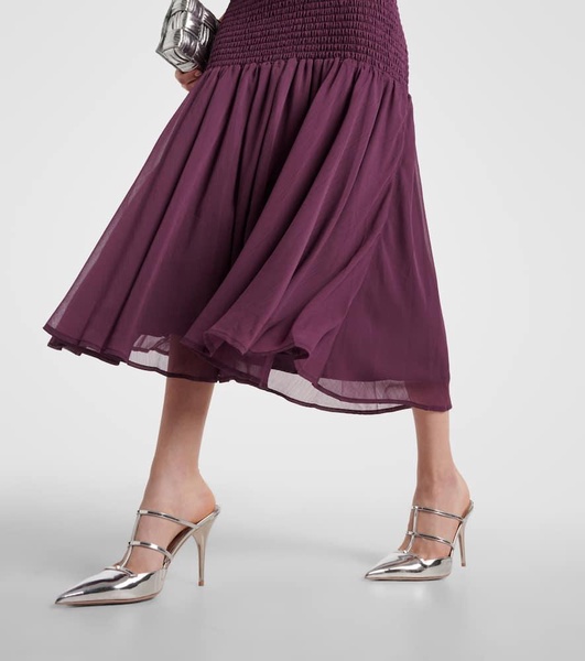 Shirred chiffon maxi dress