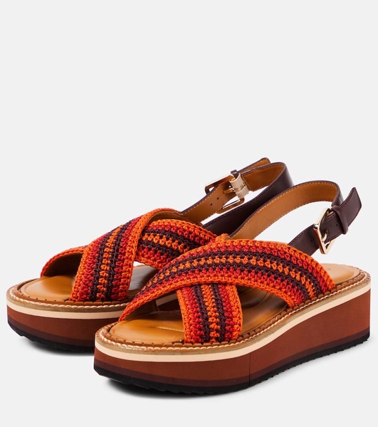 Faden leather-trimmed crochet sandals