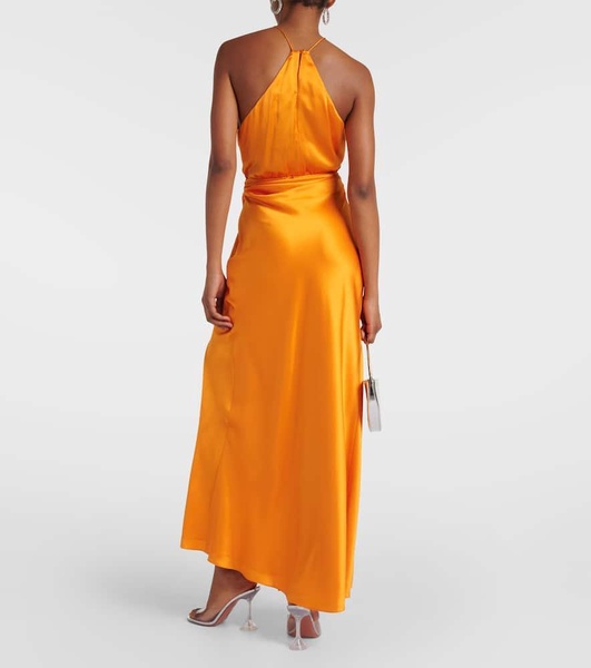 Asymmetric silk satin gown