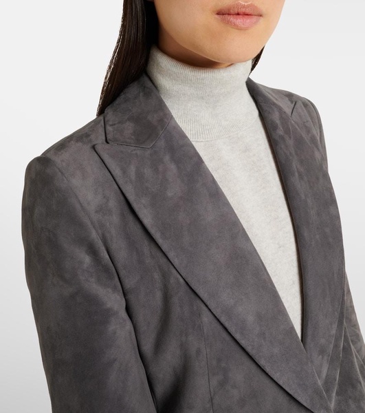 Single-breasted suede blazer