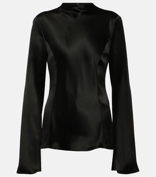 Delwyn silk satin turtleneck top