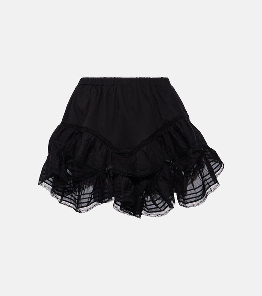 Gisele lace-trimmed ruffled cotton shorts