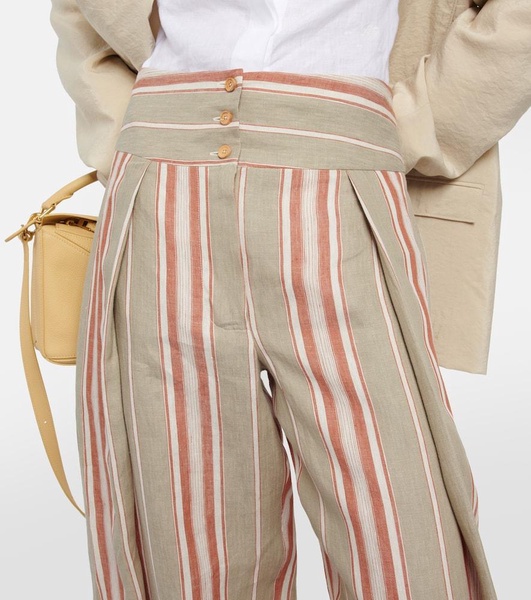 Notan striped wide-leg linen pants