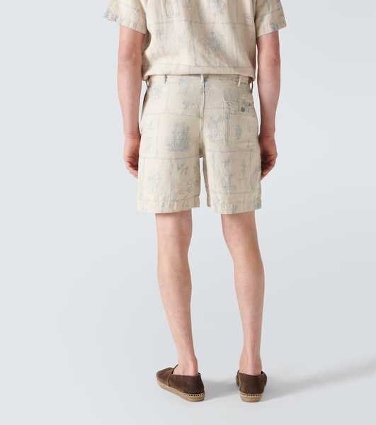 Printed linen shorts