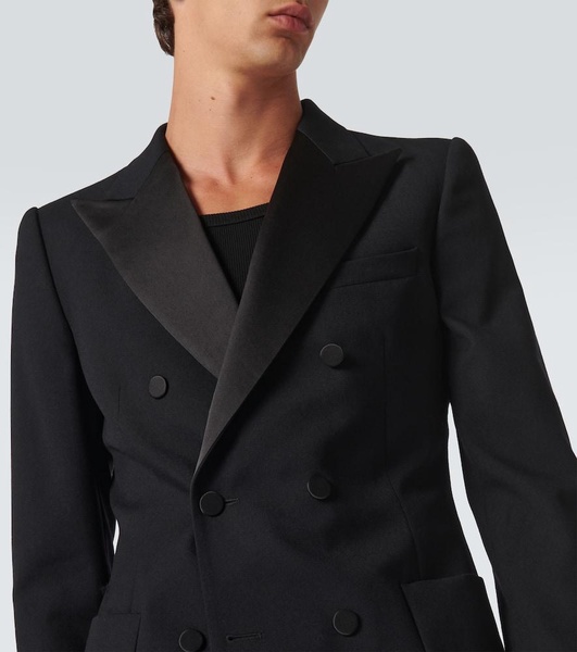 Double-breasted wool-blend tuxedo jacket 