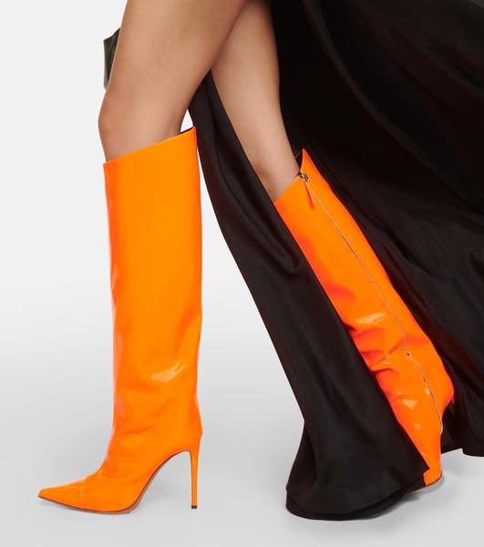 Patent leather knee-high boots