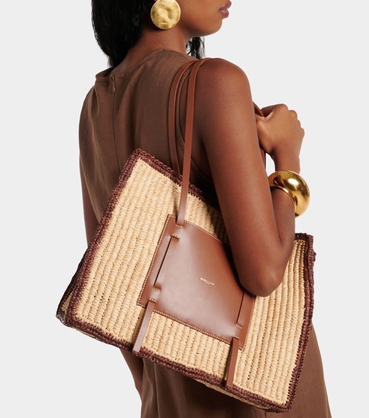 Capri Medium raffia and leather tote bag