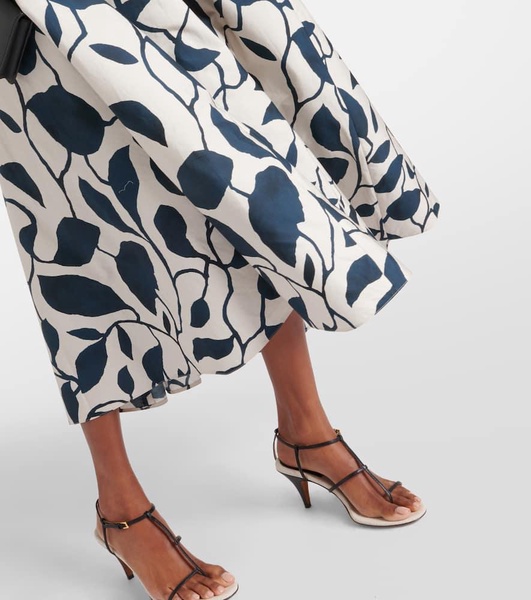 Printed cotton poplin midi dress