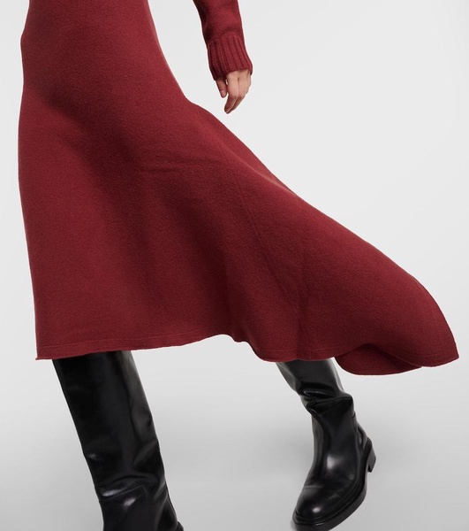 Asymmetric wool midi dress