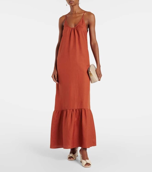 Linen-blend maxi dress