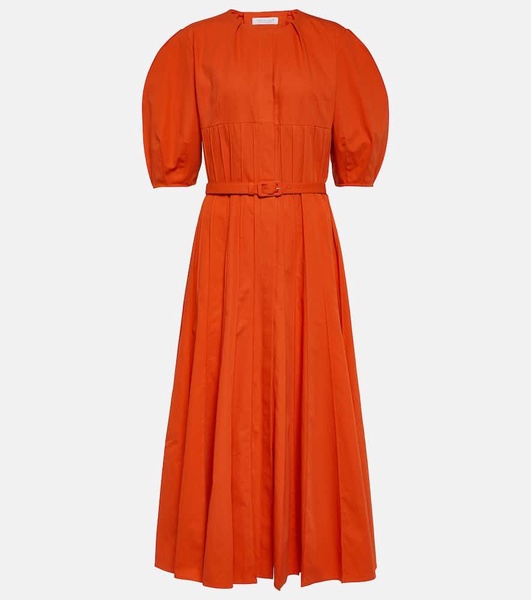 Caden puff-sleeve cotton midi dress