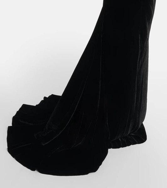 Halterneck velvet maxi dress