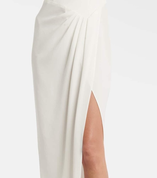 Asymmetric draped crêpe gown