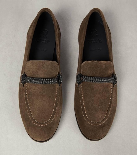 Embellished suede loafers