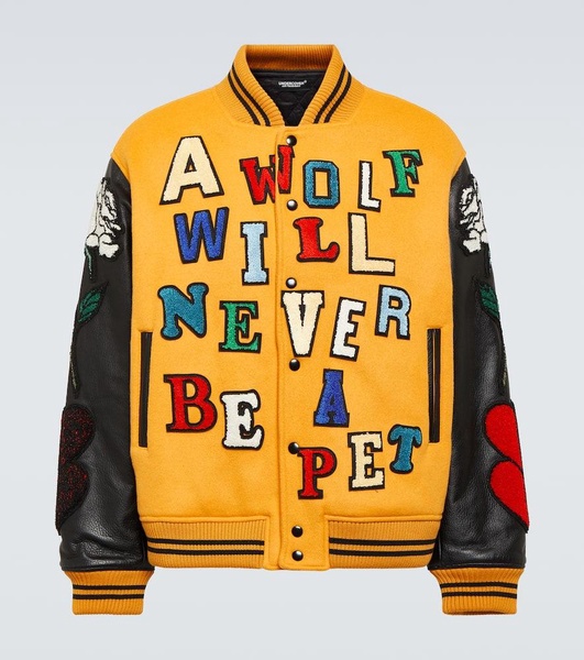 Appliqué wool-blend varsity jacket