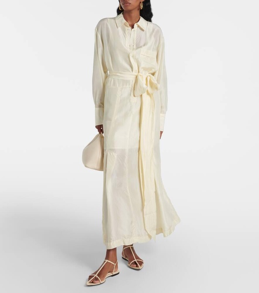 Belted silk shirtdress