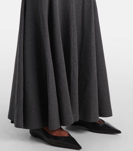 High-rise cotton-blend maxi skirt