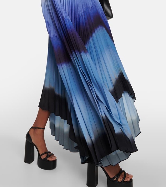 Printed pleated maxi dress