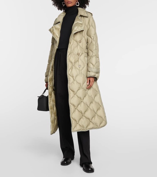 Quilted down trench coat