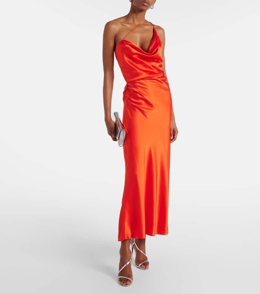 One-shoulder silk satin gown