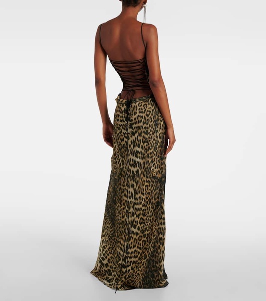 Leopard-print tulle gown