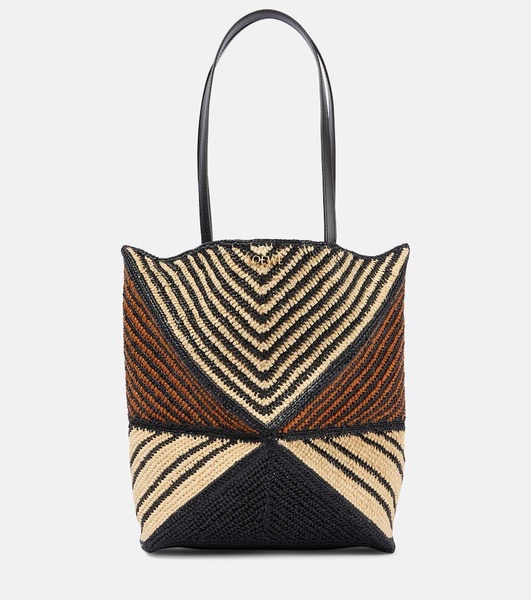 Paula's Ibiza Puzzle Fold Medium raffia tote bag