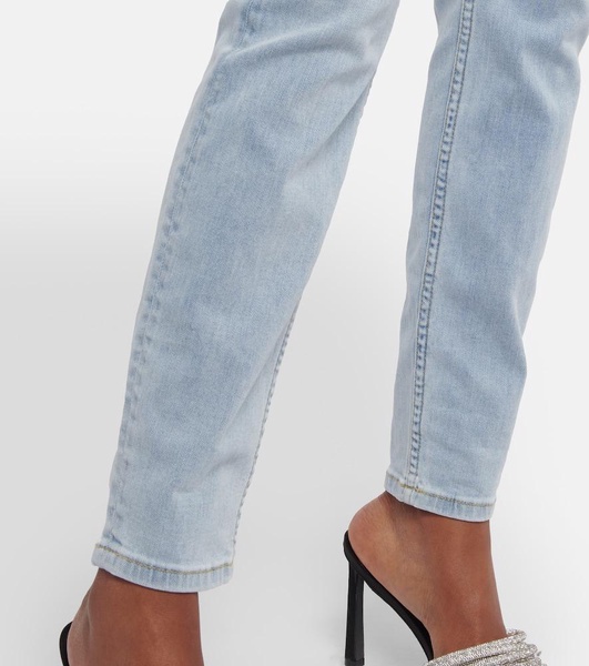 Embellished cutout high-rise jeans