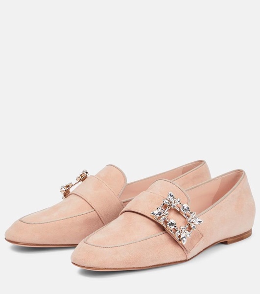 Mini Broche suede loafers