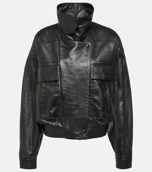 Leather bomber jacket